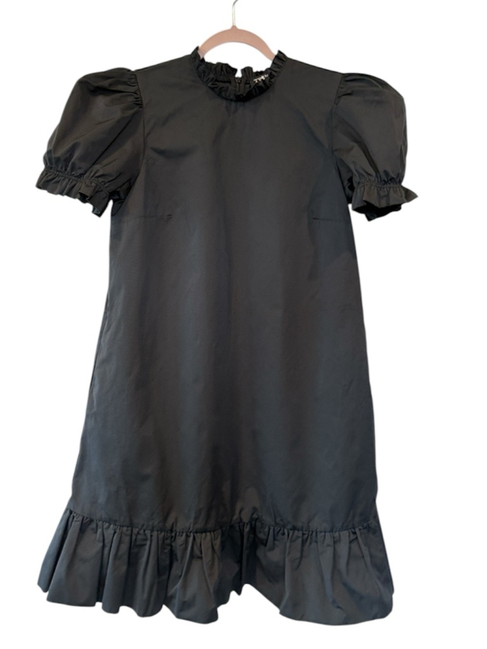 Twin-Set Black Ruffle Neck Puff Sleeve Dress